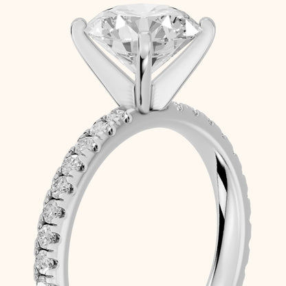 Raquel Scalloped Pavé Round Diamond Engagement Ring in Silver - slant-view.webp