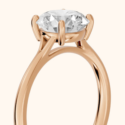 Blanche Solitaire Split Shank Round Diamond Engagement Ring in Rose Gold - slant-view.webp