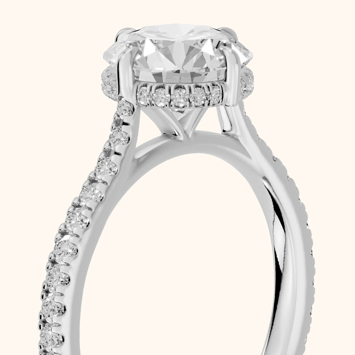 Ainsley Hidden Halo Pavé Round Diamond Engagement Ring in Platinum - slant-view.webp