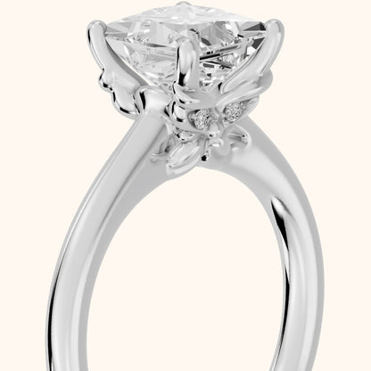 Benita Leaf Princess Diamond Engagement Ring in Platinum - slant-view.webp