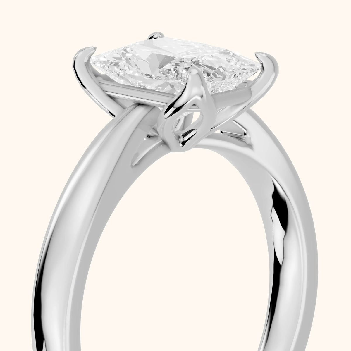 Lucia Solitaire Six-Prong Radiant Diamond Engagement Ring in Platinum - slant-view.webp