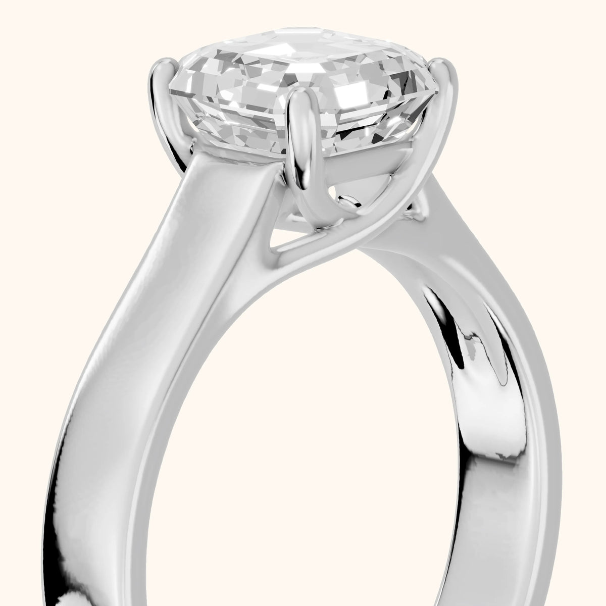 Bristol Trellis Solitaire Asscher Diamond Engagement Ring in Silver - slant-view.webp