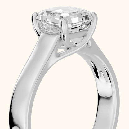 Bristol Trellis Solitaire Asscher Diamond Engagement Ring in Silver - slant-view.webp