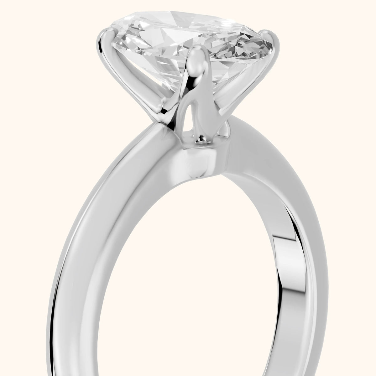 Clementine Solitaire Oval Diamond Engagement Ring in Silver - slant-view.webp