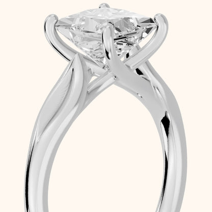 Lauretta Leaf Solitaire Princess Diamond Engagement Ring in White Gold - slant-view.webp
