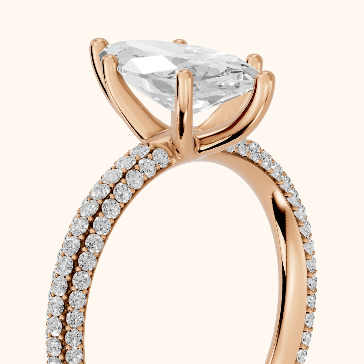 Thalia Micropavé Marquise Diamond Engagement Ring in Rose Gold - slant-view.webp