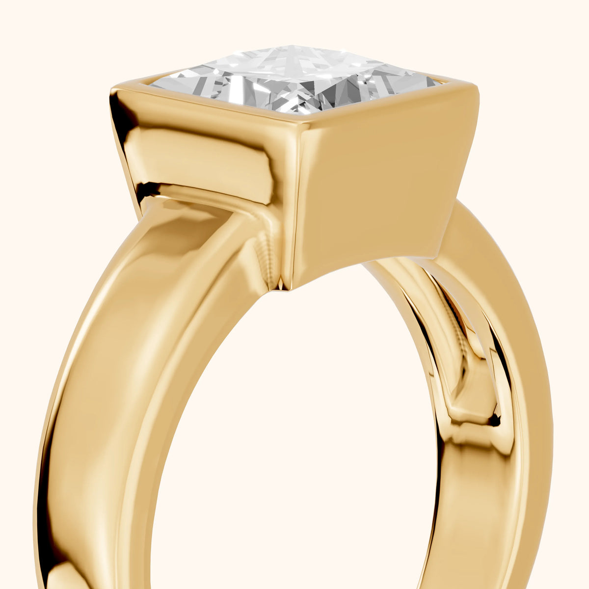 Ida Bezel Solitaire Princess Diamond Engagement Ring in Yellow Gold - slant-view.webp