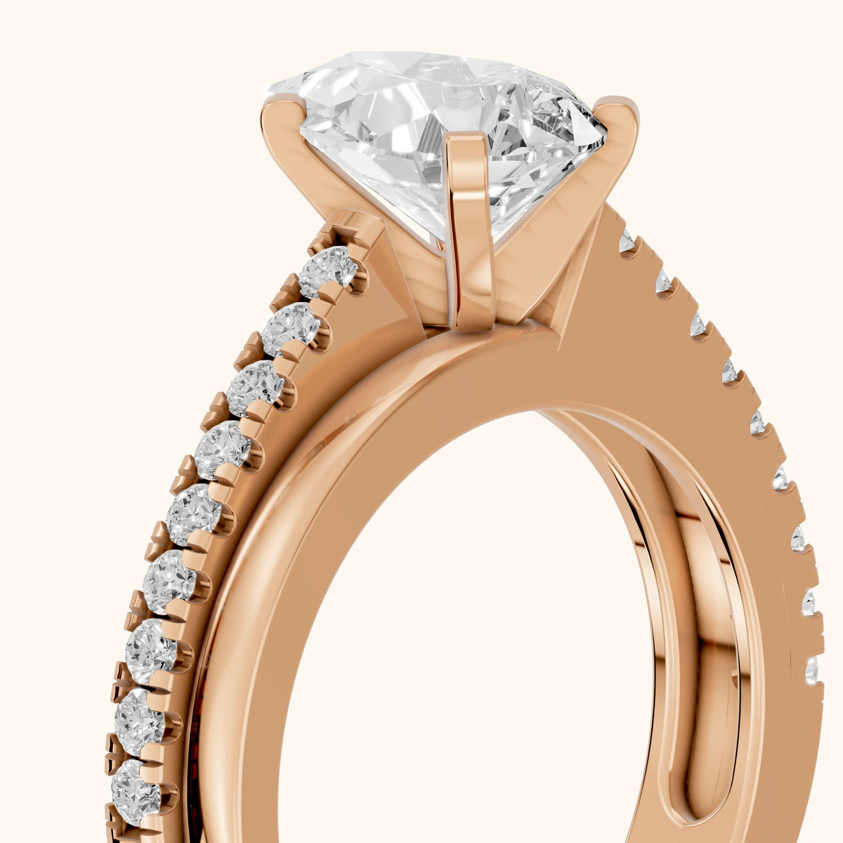 Edith Criss Cross Pavé Pear Diamond Engagement Ring in Rose Gold - slant-view.webp