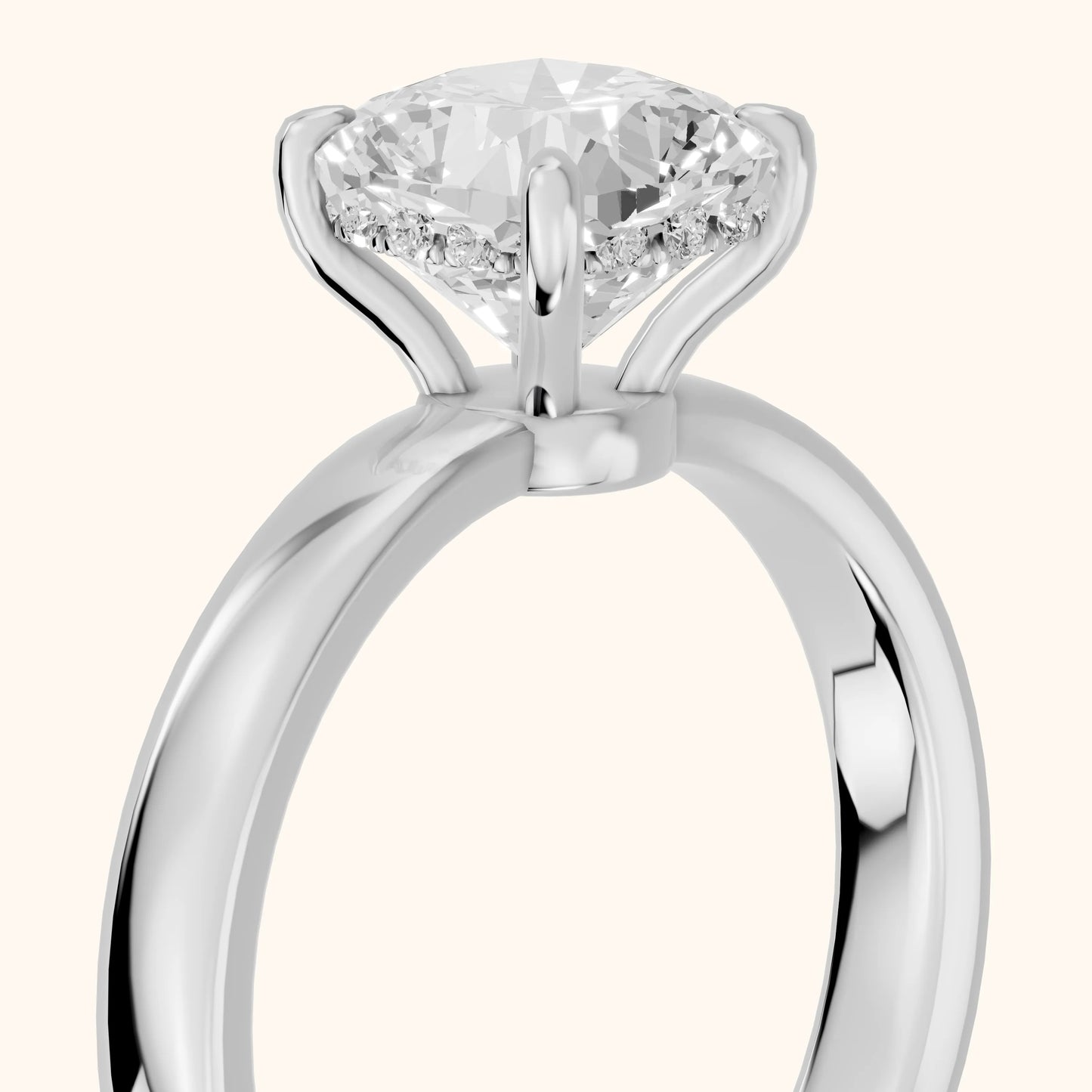 Lara Hidden Halo Cushion Diamond Engagement Ring in White Gold - slant-view.webp