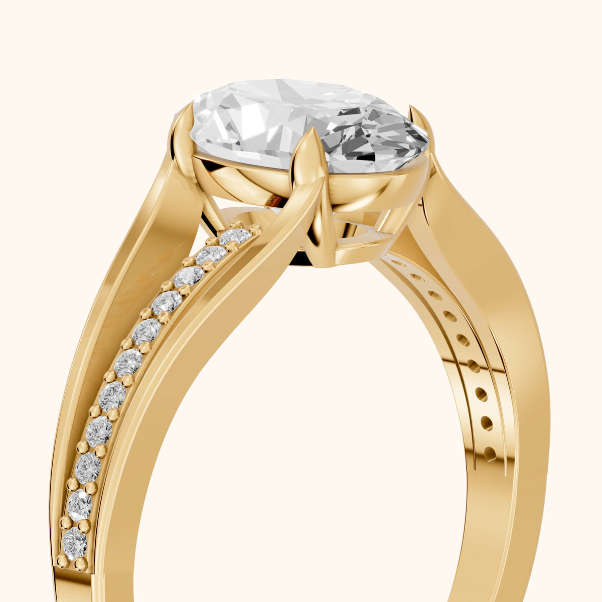 Lucinda Split Shank Oval Diamond Engagement Ring in Yellow Gold - slant-view.webp