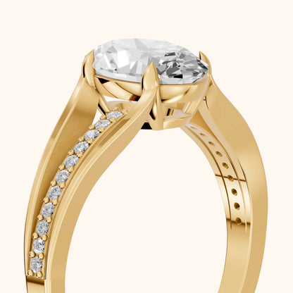 Lucinda Split Shank Oval Diamond Engagement Ring in Yellow Gold - slant-view.webp