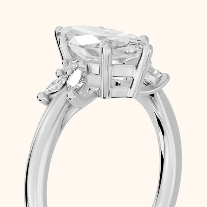 Avon Leaf Cluster Marquise Diamond Engagement Ring in Platinum - slant-view.webp