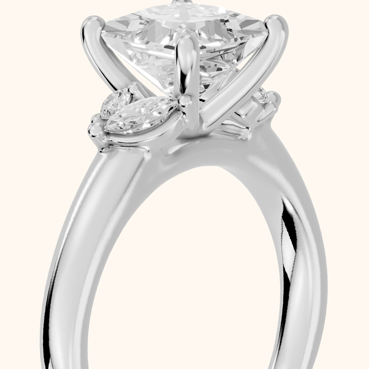Napa Leaf Cluster Princess Diamond Engagement Ring in Platinum - slant-view.webp