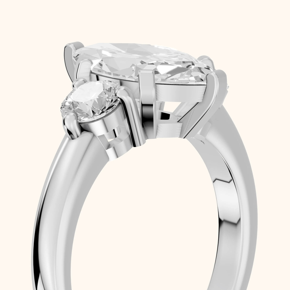 Freesia Three-Stone Marquise Diamond Engagement Ring in Silver - slant-view.webp