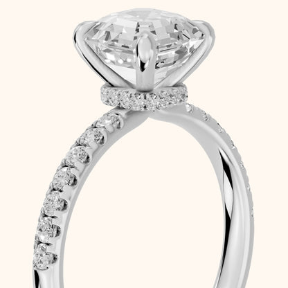 Maya Hidden Halo Pavé Asscher Diamond Engagement Ring in Silver - slant-view.webp