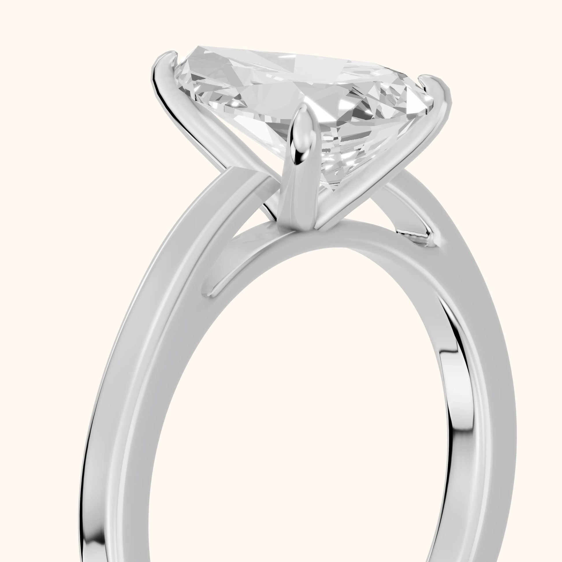 Kaia Solitaire Pear Diamond Ring in Silver - slant-view.webp