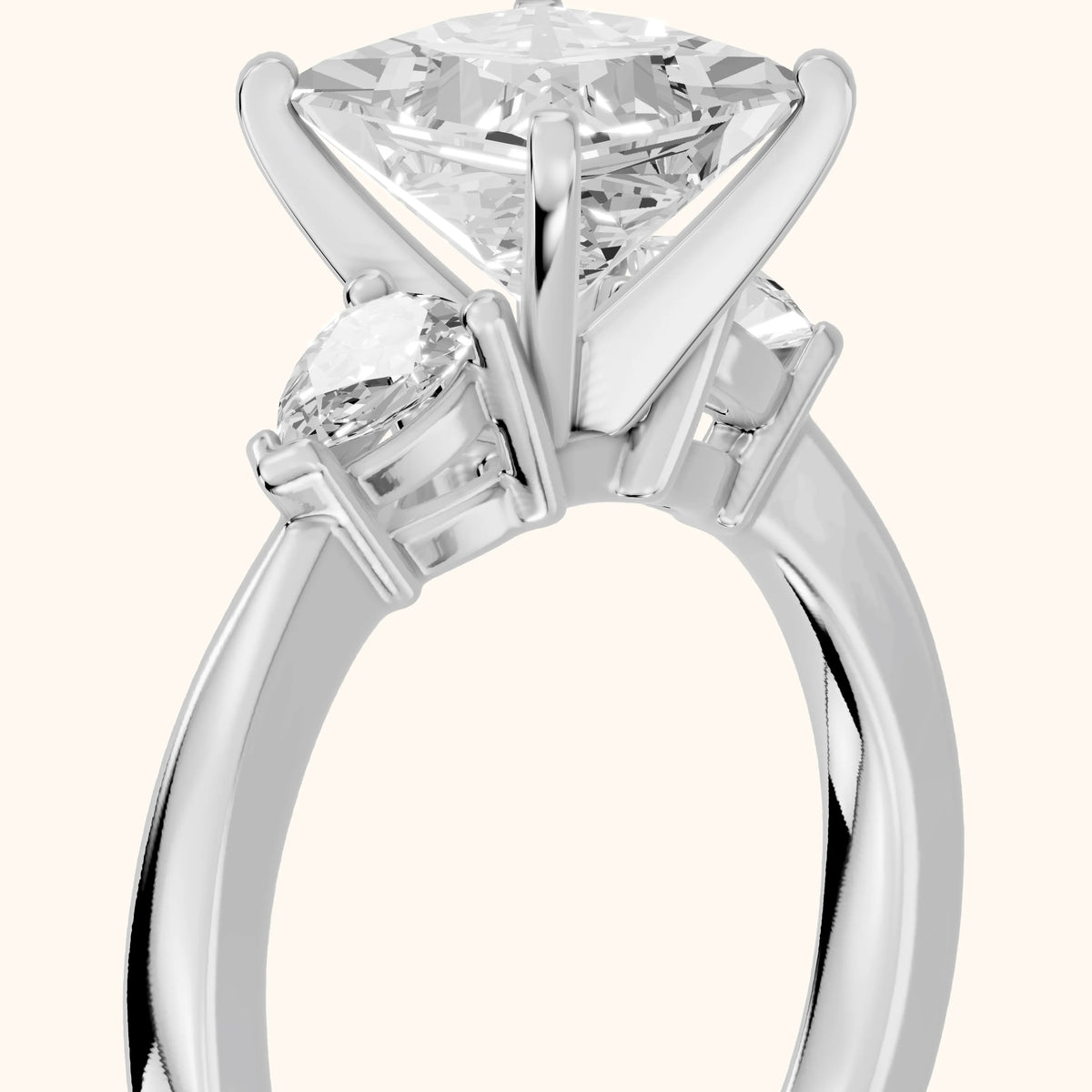 Amabel Three-Stone Princess Diamond Engagement Ring in Silver - slant-view.webp