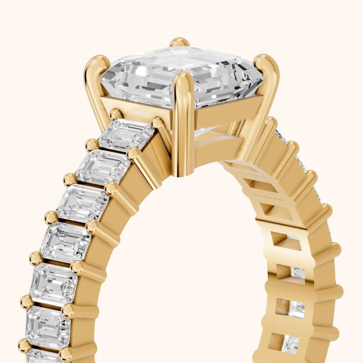 Mallory Shared Prong Asscher Diamond Engagement Ring in Yellow Gold - slant-view.webp