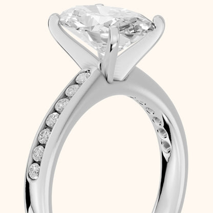 Corona Channel Set Oval Diamond Engagement Ring in Silver - slant-view.webp