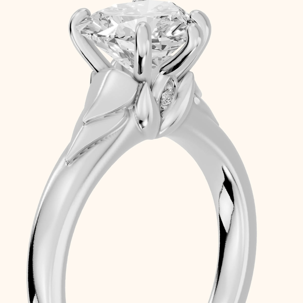 Jana Engraved Heart Diamond Engagement Ring in Silver - slant-view.webp