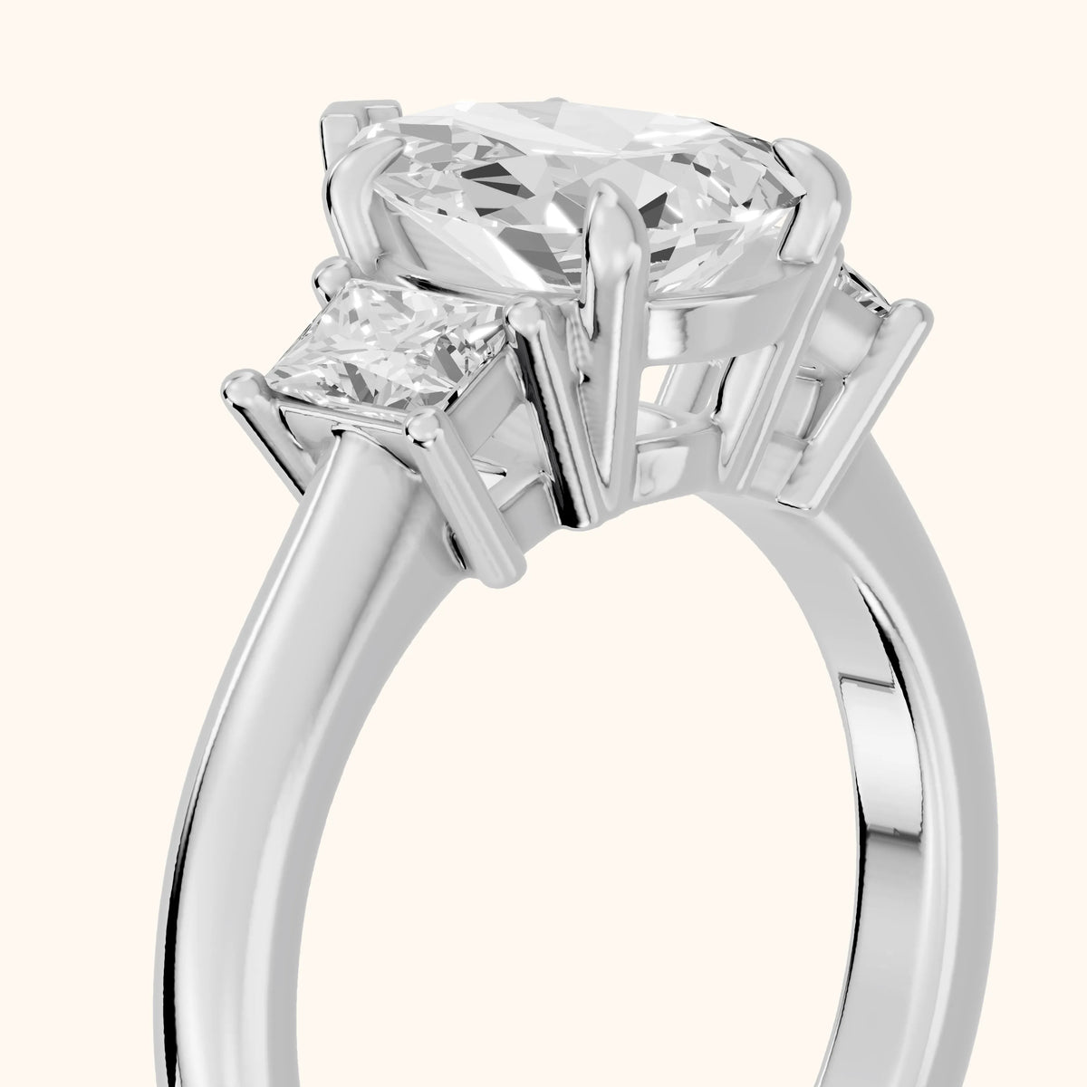 Cosette Statement Three-Stone Pear Diamond Engagement Ring in Platinum - slant-view.webp