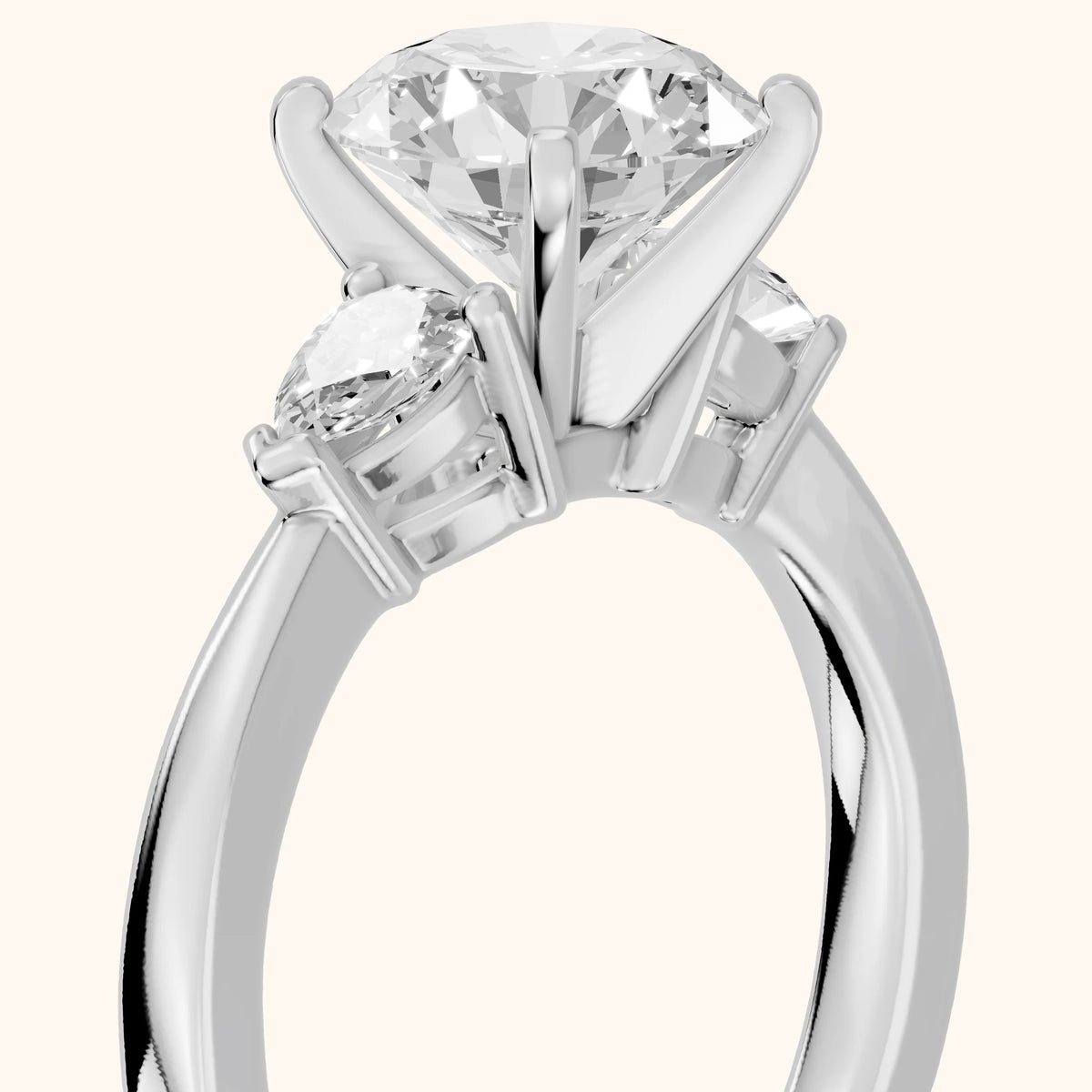 Amabel Three-Stone Round Diamond Engagement Ring in Platinum - slant-view.webp