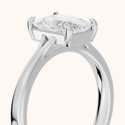 Evangeline Trellis Solitaire Radiant Diamond Engagement Ring in Silver - slant-view.webp