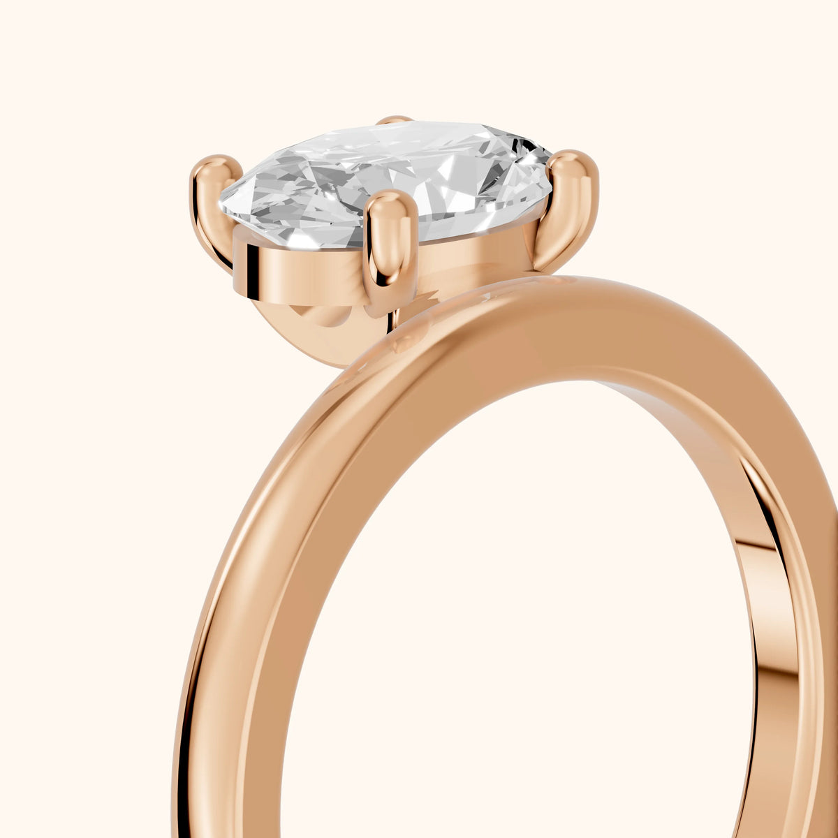 Maisie Four Prong Solitaire Oval Diamond Engagement Ring in Rose Gold - slant-view.webp