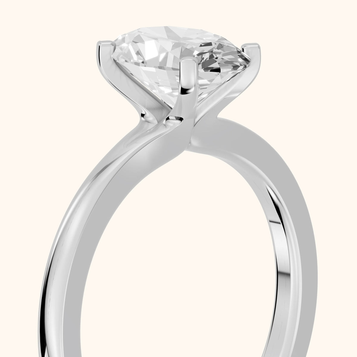 Matilda Cathedral Solitaire Oval Diamond Engagement Ring in White Gold - slant-view.webp