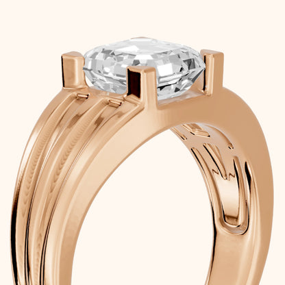 Elko Grooved Solitaire Asscher Diamond Engagement Ring in Rose Gold - slant-view.webp
