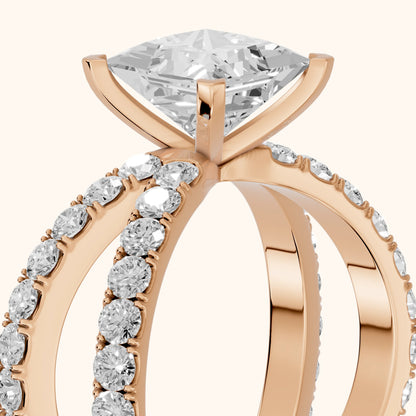 Lior Criss Cross Pavé Princess Diamond Engagement Ring in Rose Gold - slant-view.webp