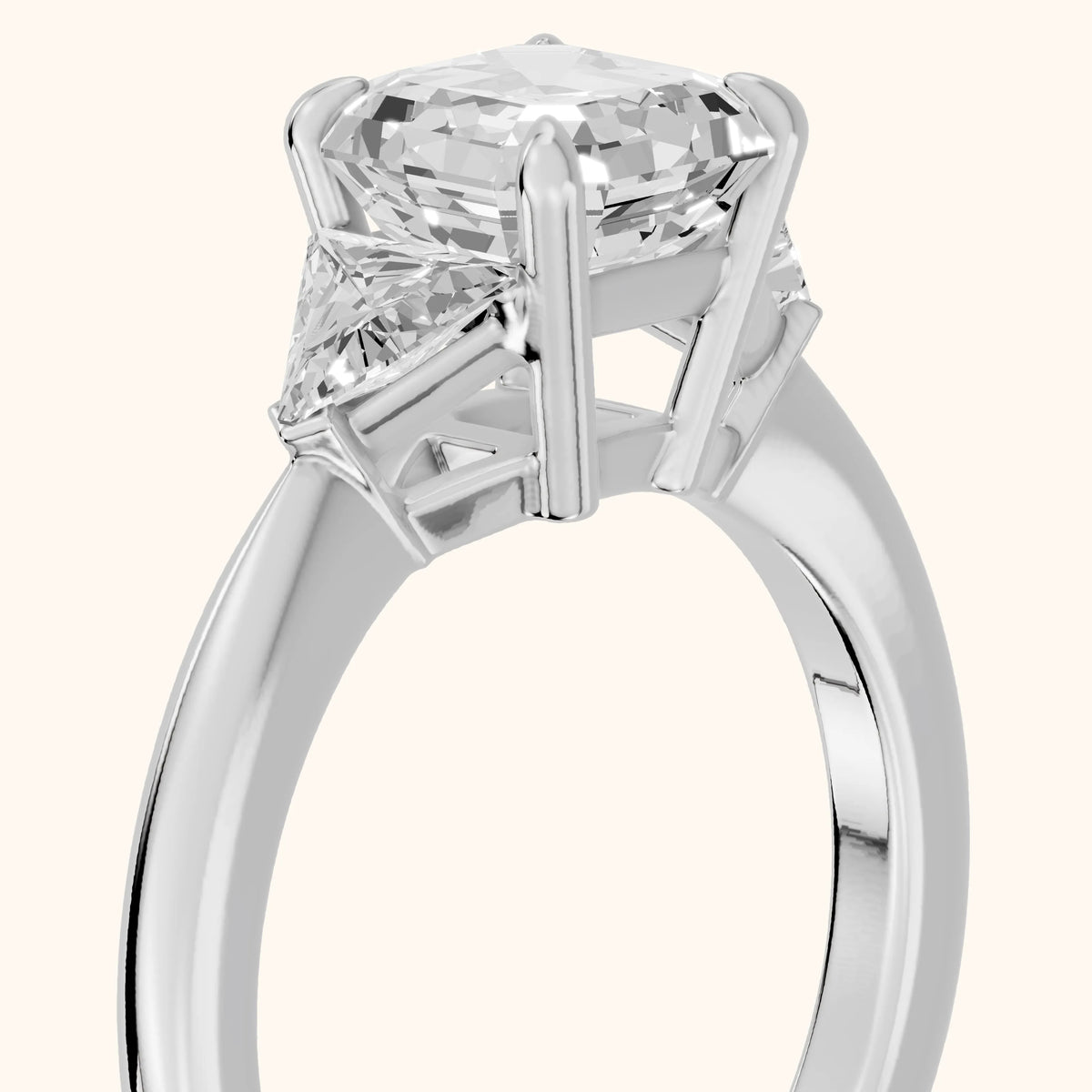 Clemency Three-Stone Cathedral Asscher Diamond Engagement Ring in Platinum - slant-view.webp