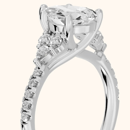 Alta Pavé Cluster Pear Diamond Engagement Ring in Silver - slant-view.webp