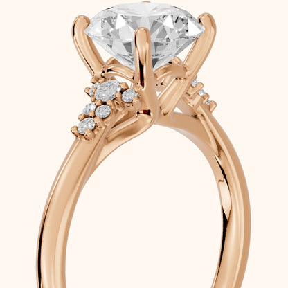 Vail Starburst Cluster Round Diamond Engagement Ring in Rose Gold - slant-view.webp