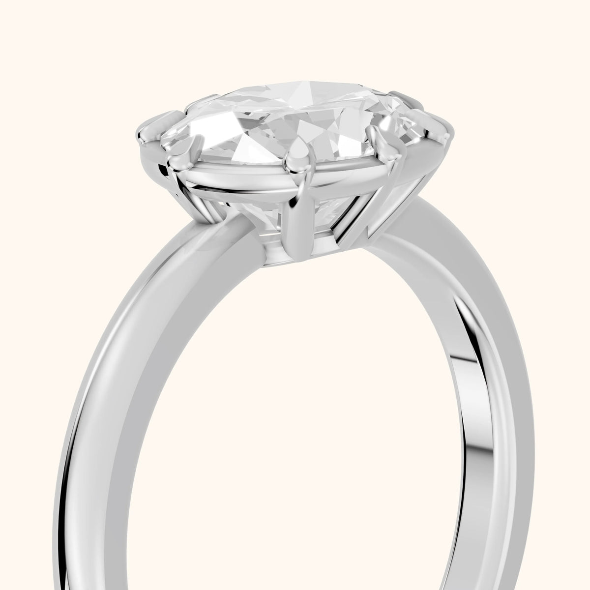 Montauk Crown Solitaire Oval Diamond Engagement Ring in Platinum - slant-view.webp