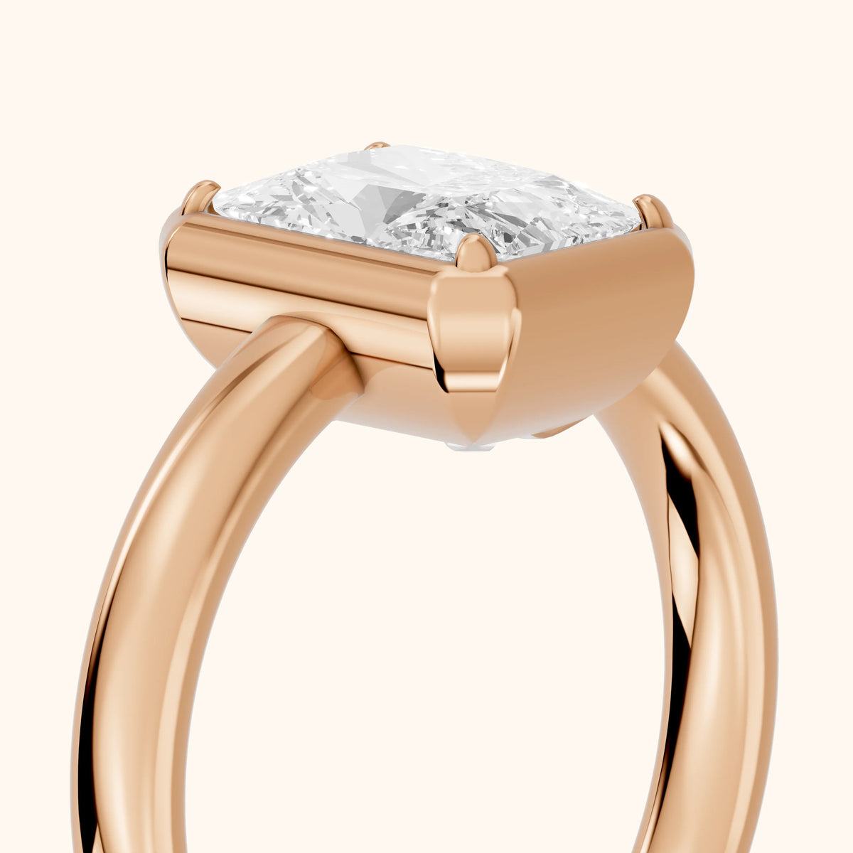 Alina Bezel Solitaire Radiant Diamond Engagement Ring in Rose Gold - slant-view.webp