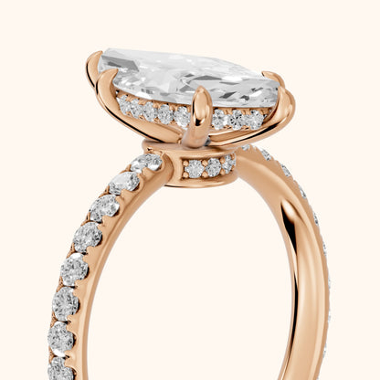 Thea Hidden Halo Pavé Marquise Diamond Engagement Ring in Rose Gold - slant-view.webp