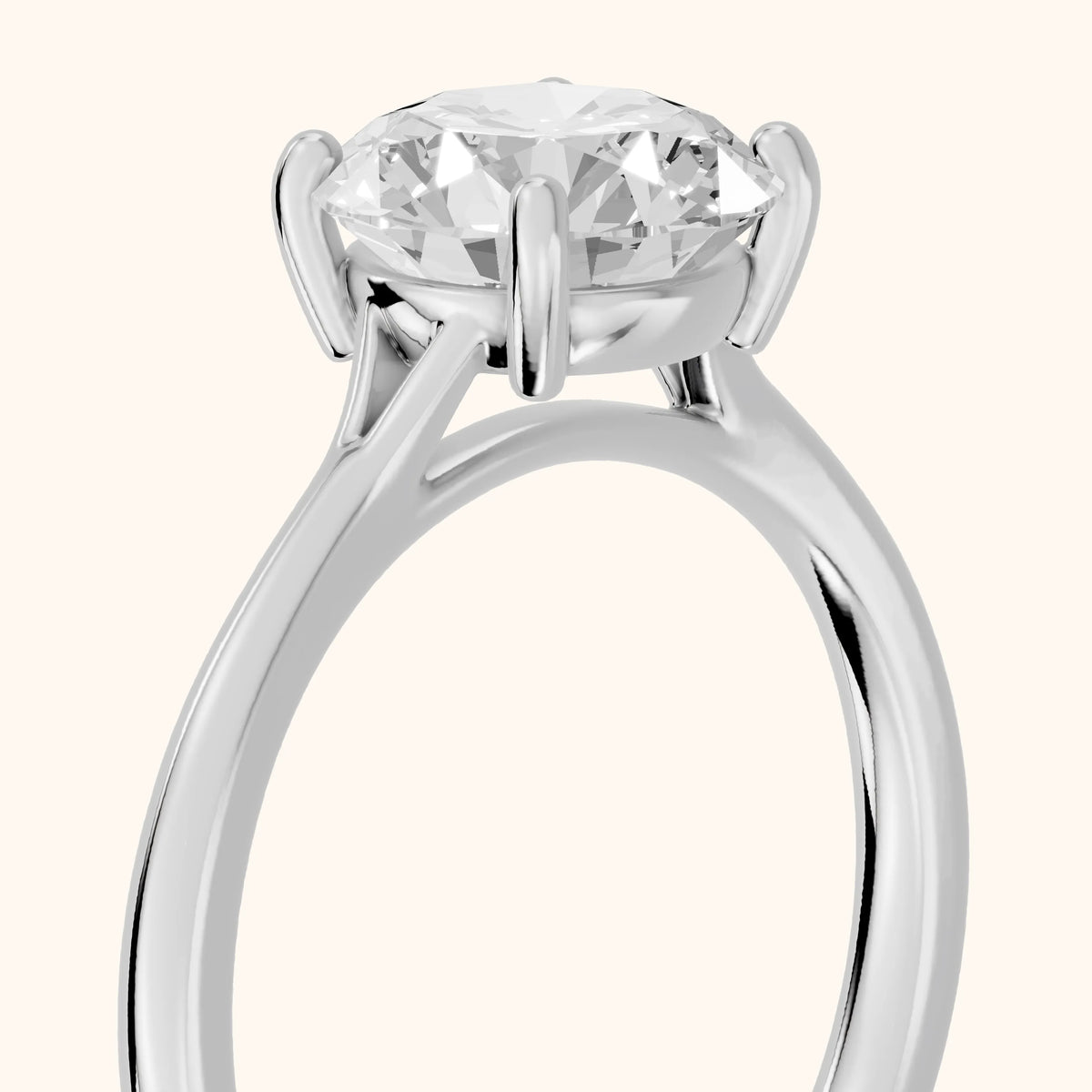 Blanche Solitaire Split Shank Round Diamond Engagement Ring in Platinum - slant-view.webp