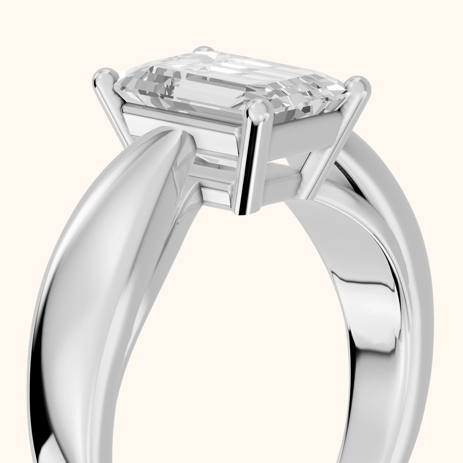 Talia Solitaire Twist Emerald Diamond Engagement Ring in White Gold - slant-view.webp