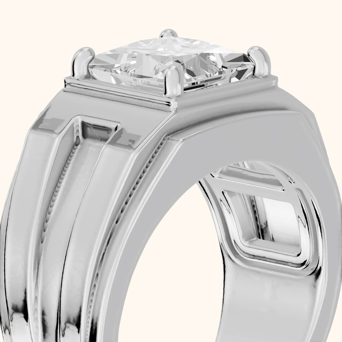 Greer Step Edge Solitaire Princess Diamond Engagement Ring in Platinum - slant-view.webp