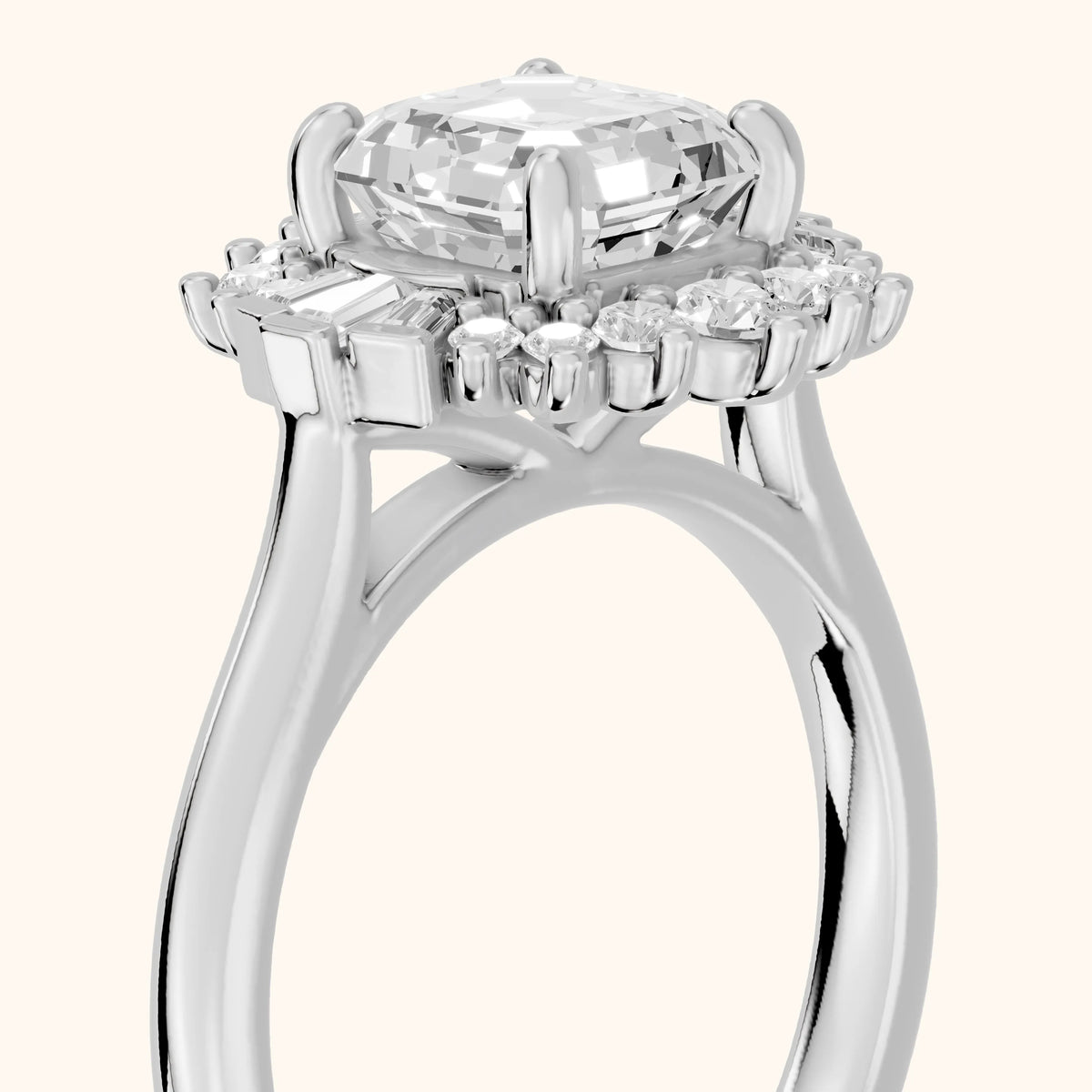 Marlow Ballerina Halo Asscher Diamond Engagement Ring in White Gold - slant-view.webp