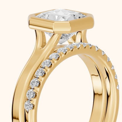 Ayla Bezel Bypass Radiant Diamond Ring in Yellow Gold - slant-view.webp