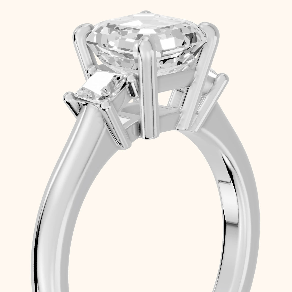 Brenna Three-Stone Asscher Diamond Engagement Ring in White Gold - slant-view.webp