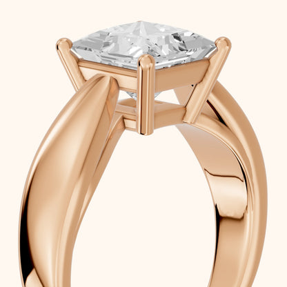 Talia Solitaire Twist Princess Diamond Engagement Ring in Rose Gold - slant-view.webp