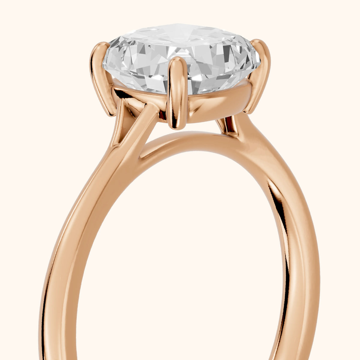 Blanche Solitaire Split Shank Cushion Diamond Engagement Ring in Rose Gold - slant-view.webp
