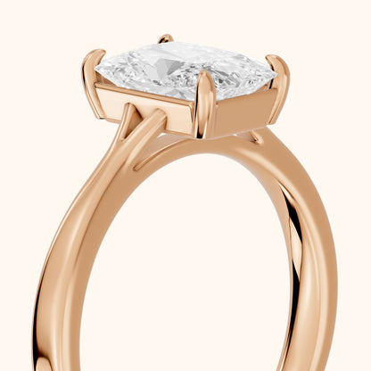 Evangeline Trellis Solitaire Radiant Diamond Engagement Ring in Rose Gold - slant-view.webp