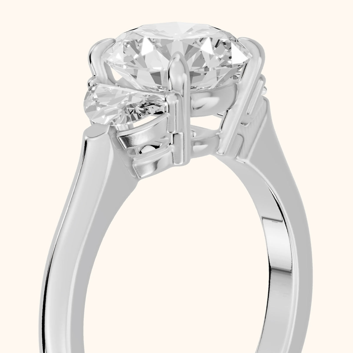 Elia Half-Moon Three-Stone Round Diamond Engagement Ring in Platinum - slant-view.webp