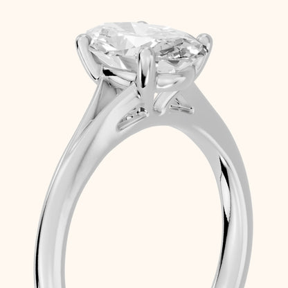 Melanie Solitaire Split Shank Oval Diamond Engagement Ring in Silver - slant-view.webp