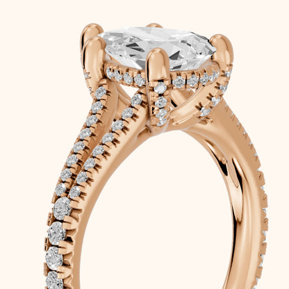 Giovanna Hidden Halo Split Shank Pear Diamond Engagement Ring in Rose Gold - slant-view.webp