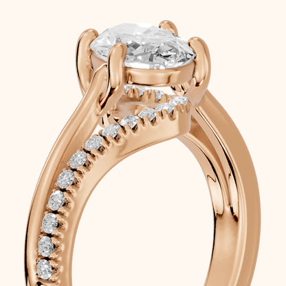Stowe Bypass Pavé Oval Diamond Engagement Ring in Rose Gold - slant-view.webp